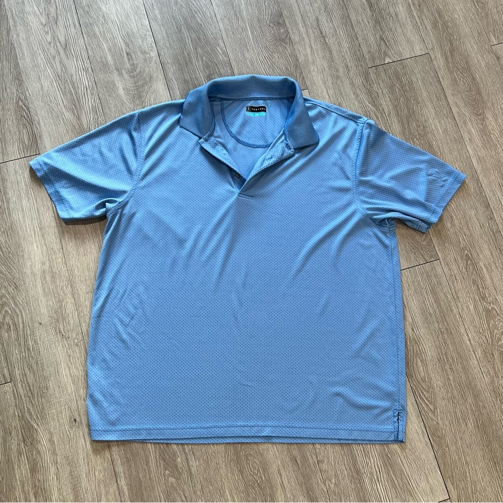 PGA Tour Mens XXL Light Blue Diamond Texture Performance Golf Polo Gorpcore